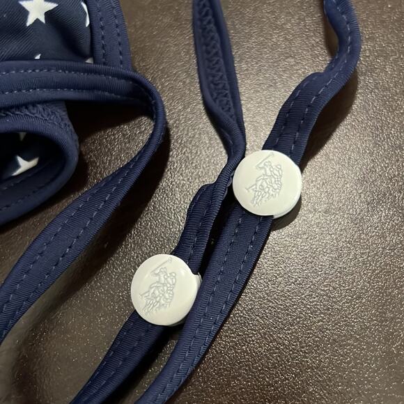 U.S. Polo Assn. Size L Navy Blue & White Star Print String Bikini Top - Picture 5 of 5